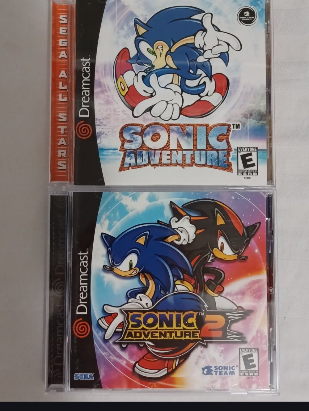Sega Dreamcast Sonic Adventure & Sonic Adventure 2 Game Set - Blue